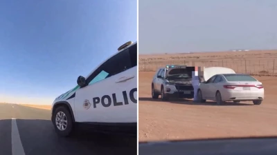 فيديو: عملية إنقاذ مثيرة على طريق الملك فهد لسائق تعطلت مركبته