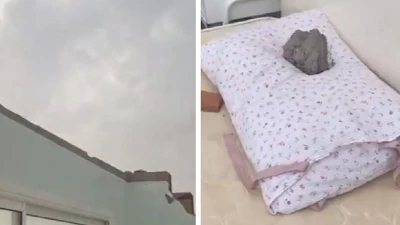 فيديو: عائلة تنجو بأعجوبة من سقوط سقف منزلها بفعل عاصفة قوية في المدينة