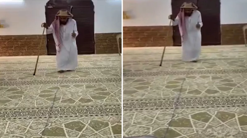 فيديو: مسن أعمى يبهر العالم بإصراره على الوصول إلى المسجد!